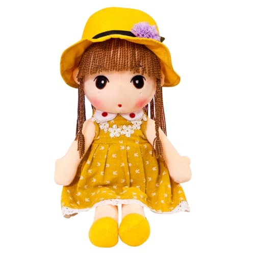 CUTeFiorino One Opening Soft with Clothes Cute Rag Doll Ragdoll Plush Stuffed Toy with Hat Skirt Handmade Plush Toy Baby Girls Sleeping Partner Doll Birthday Haarreif (Yellow, One Size) von CUTeFiorino