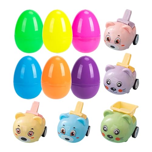 CUTeFiorino Osterei gefüllt mit Rückziehauto-Tieren, Rückziehauto-Spielzeug zum Füllen von Osterkörbchen, Schmetterling Karte Magische Schmetterling Überraschung Geschenk Für (Pink, One Size) von CUTeFiorino