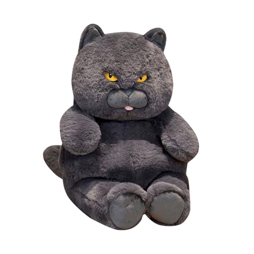 CUTeFiorino Realistic Cat Plush Toy 30CM/11.8 Inches Stuffed Animal Plush Realistic Stuffed Cat Soft Plush Toy Stinky Faced Doll Plüschtier (Black, One Size) von CUTeFiorino