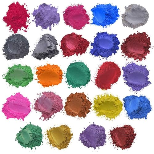 CUTeFiorino Schürze Für Kinderkunst Und Kunsthandwerk 24 Arten metallischer Epoxidfarben x 5 Gramm Seifenfarben-Set, farbiges Pigment, Glimmerpulver, metallische Epoxidfarben, (Pink, One Size) von CUTeFiorino