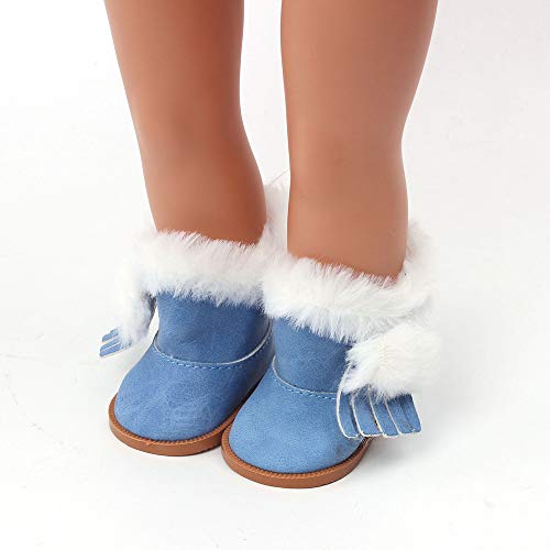 CUTeFiorino Schuhe Zubehör 18-Zoll-Winter-Puppe Glitzer-Bildung für Mädchen Compatible with Motorikspielzeug (Blue, One Size) von CUTeFiorino