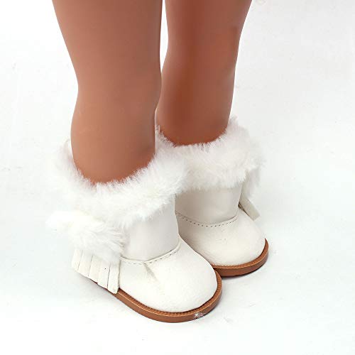 CUTeFiorino Schuhe Zubehör 18-Zoll-Winter-Puppe Glitzer-Bildung für Mädchen Compatible with Motorikspielzeug (White, One Size) von CUTeFiorino