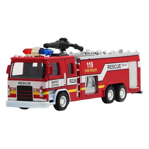 CUTeFiorino Simulation Fire Truck Toy with Music & Light Realistic Ladder Water Tank 1:32 Scale Miniature Vehicle Toy Ornament Plastic Working Truck Toy Birthday for Boys Girls (Red, One Size) von CUTeFiorino