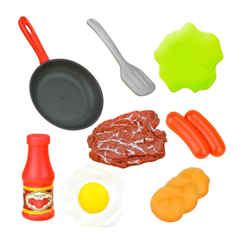 CUTeFiorino Simulationsspielzeug, realistisch, interaktiv, für, Topf, Steak, Gemüse, Brot, Rollenspielspielzeug für Mädchen, realistisch, interaktiv und zu verwenden Lernuhren (A, One Size) von CUTeFiorino