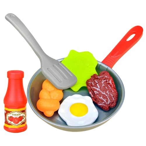CUTeFiorino Simulationsspielzeug, realistisch, interaktiv, für, Topf, Steak, Gemüse, Brot, Rollenspielspielzeug für Mädchen, realistisch, interaktiv und zu verwenden Lernuhren (Silver, One Size) von CUTeFiorino
