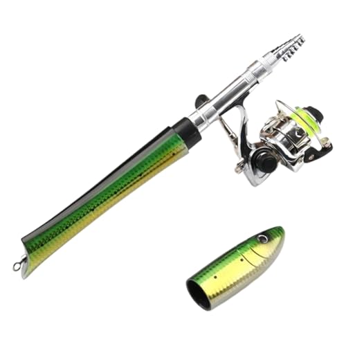 CUTeFiorino Spring Park 1.6m Fish Shape Fishing Rod Reel Combo Set Pocket Fishing Pole Kit Telescopic Fishing Rod and Reel Combo Kit Rasen-Bowling (Green, One Size) von CUTeFiorino