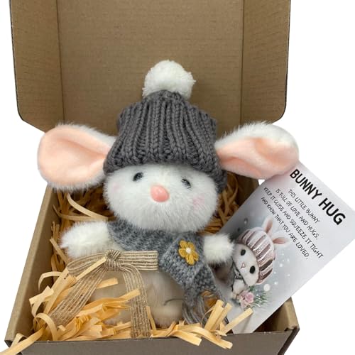 CUTeFiorino Umarmung Osterhase, entzückender gestrickter Hase mit inspirierender Karte, Schreibtischdekoration, handgefertigt, emotionale Unterstützung, positiv für Lehrer, Freunde, (A, One Size) von CUTeFiorino