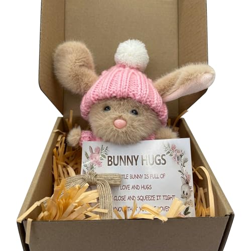 CUTeFiorino Umarmung Osterhase, entzückender gestrickter Hase mit inspirierender Karte, Schreibtischdekoration, handgefertigt, emotionale Unterstützung, positiv für Lehrer, Freunde, (D, One Size) von CUTeFiorino