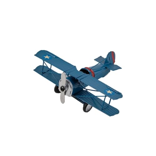CUTeFiorino Vintage-Flugzeugmodell: Flugzeugmodell-Ornament, Metall-Doppeldecker-Flugzeug, Heimdekoration, Schreibtisch-Dekoration. Basteln Malen Und Rätseln (Blue, One Size) von CUTeFiorino