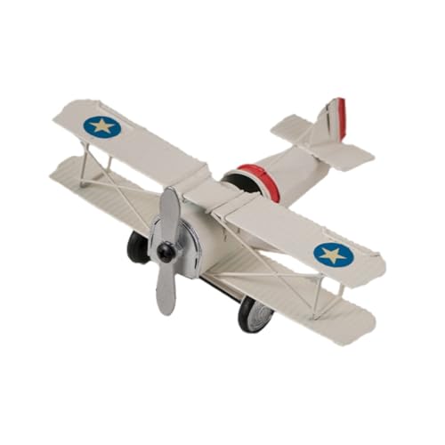 CUTeFiorino Vintage-Flugzeugmodell: Flugzeugmodell-Ornament, Metall-Doppeldecker-Flugzeug, Heimdekoration, Schreibtisch-Dekoration. Basteln Malen Und Rätseln (White, One Size) von CUTeFiorino