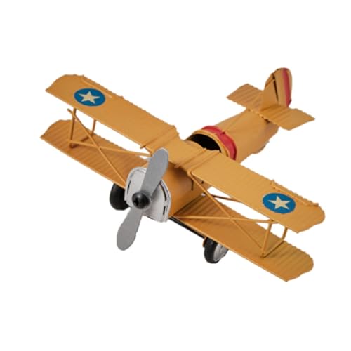 CUTeFiorino Vintage-Flugzeugmodell: Flugzeugmodell-Ornament, Metall-Doppeldecker-Flugzeug, Heimdekoration, Schreibtisch-Dekoration. Basteln Malen Und Rätseln (Yellow, One Size) von CUTeFiorino