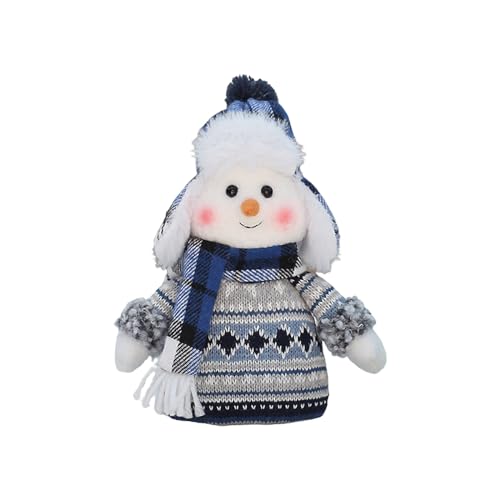 CUTeFiorino Waldtier Plüschtier Weihnachtsblaue Stoffpuppe 2024 Weihnachten Blaue Stoffpuppe Niedliche Skischaukel Schneemann Dekorative Ornamente Feiertagsgeschenk Klein 25 cm (A, One Size) von CUTeFiorino