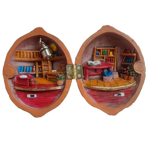 CUTeFiorino Walnut Doll House Handmade 3inch Miniature House Creative Handmade DIY Nut Model Toddler Dollhouse Sets for Birthday Basteln Malen (Coffee, One Size) von CUTeFiorino