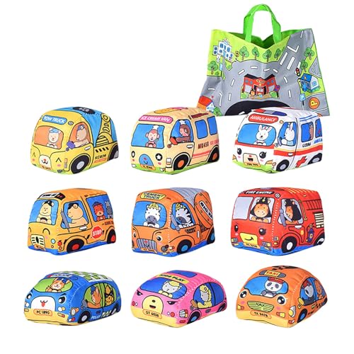 CUTeFiorino Weiches Autospielzeug für 1-jährige, Baby-Jungenspielzeug, 6 bis 12 Monate, 1218 Monate, Kinderspielzeugautos für 1-jährige, mit 1 /Aufbewahrungstasche, 1. (Green, One Size) von CUTeFiorino