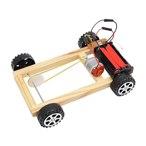 CUTeFiorino Wood DIY Assembly 4WD RC Remote Car Vehicle Model Kit Children Kids Toy 2 Akku Lange Laufzeit (Black, One Size) von CUTeFiorino