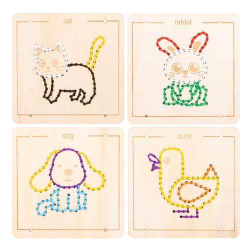 CUTeFiorino Wooden Lacing Toys for Toddlers and Kids Ages 24 57 Sewing Kit Motor Skill Busy Board Education Sensory Preschool Toy for 2 3 4 Year Olds Birthday for Boys and Girls (A, One Size) von CUTeFiorino