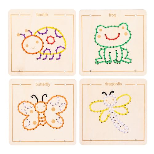 CUTeFiorino Wooden Lacing Toys for Toddlers and Kids Ages 24 57 Sewing Kit Motor Skill Busy Board Education Sensory Preschool Toy for 2 3 4 Year Olds Birthday for Boys and Girls (D, One Size) von CUTeFiorino