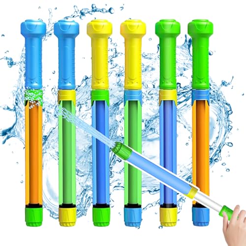 CUVZORA 6 Stück Wasserpistole Kinder, Wasserspritzpistole Kinder, Spritzpistole mit Groß Reichweite, Strand Pool Spielzeug, ideal für Sommer, Poolparty und Outdoor Aktivitäten(32cm) von CUVZORA