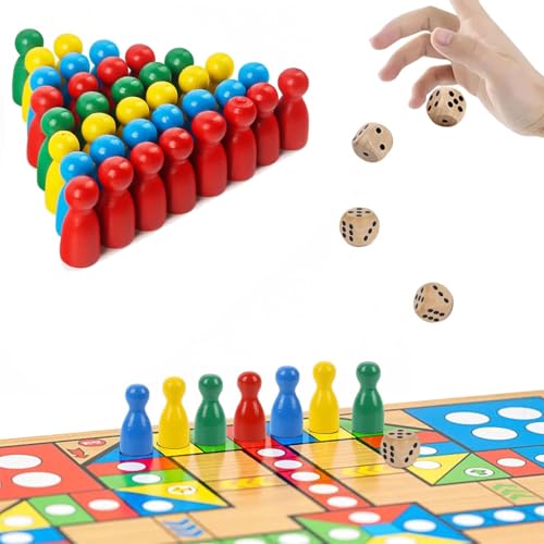 CUVZORA 80 Stück Spielfiguren aus für Brettspiele, Bunte Spielfiguren, mit 5 Würfel aus, Halmakegel Aus, für Desktop Puzzle Spielzeug (Rot, Gelb, Blau, Grün) von CUVZORA