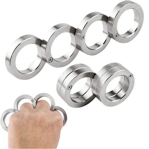 CUVZORA Faltbarer Fingerring, 4-Finger-Trigger-Ring, Stressabbau und Angstlinderung, Spinner Fingerring Ring, Doppelfunktion als Notfall-Glasschläger, für Erwachsene mit ADHS, Outdoor und Reise von CUVZORA