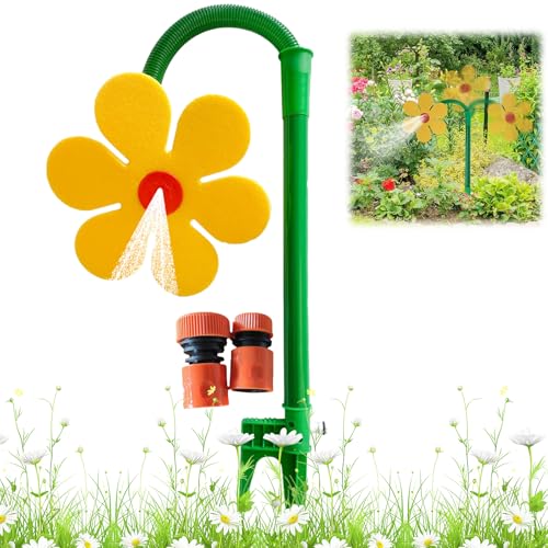 CUVZORA Wassersprinkler Kinder Outdoor, Crazy Daisy Wasserspielzeug mit 360° Rotation und einstellbaren Sprühmodi, Perfekt für Garten, Wasserspaß und Outdoor Spiele für Kinder von 3-12 Jahren (Gelb) von CUVZORA