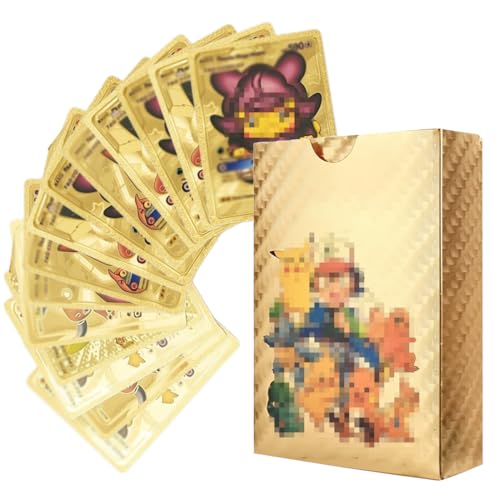 CUZYP 55-teiliges goldenes Sammelkarten Set, Anime seltene Vstar-Vmax-Karten, Geburtstagsgeschenk für Anime-Fans (Englische Version) von CUZYP