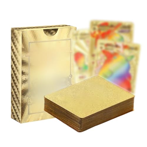 CUZYP 55-teiliges goldenes Sammelkarten Set, Anime seltene Vstar-Vmax-Karten, Geburtstagsgeschenk für Anime-Fans (Farbe,Englische Version) von CUZYP