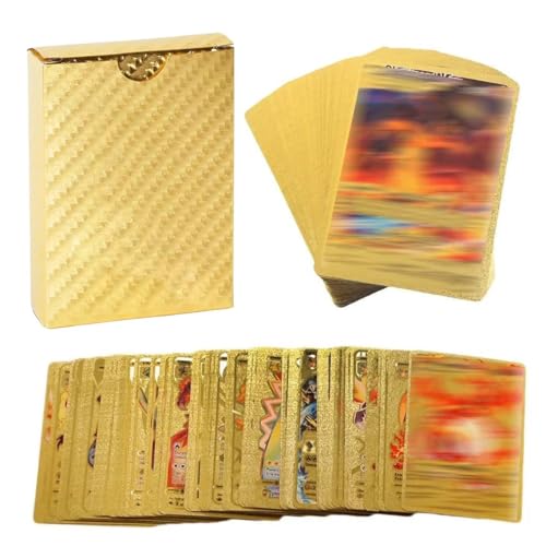 CUZYP 55-teiliges goldenes Sammelkarten Set, Anime seltene Vstar-Vmax-Karten, Geburtstagsgeschenk für Anime-Fans (Italienische Version) von CUZYP