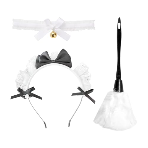 1 Spitzen-Stirnband, 1 Staubwedel Und 1 Fliege, Dienstmädchen-Zubehör, Cosplay-Requisiten, Kostümparty-Zubehör 1 Spitzen-Stirnband, 1 Staubwedel Und 1 Fliege, Dienstmädchen-Zubehör, Cosplay-Requisiten, Kostümparty-Zubehör von CVDYWDJIE