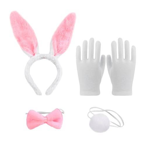 1 Dreiteiliges Häschen-Verkleidungsset, 1 Paar Handschuhe, Häschenohr-Stirnband, Plüsch-Hasenohr-Kopfbedeckung, Häschenmädchen-Kostüm, Partykostüm Für Kinder Und Erwachsene 1 Dreiteiliges Häschen-Verkleidungsset, 1 Paar Handschuhe, Häschenohr-Stirnband, Plüsch-Hasenohr-Kopfbedeckung, Häschenmädchen-Kostüm, Partykostüm Für Kinder Und Erwachsene von CVFRTT