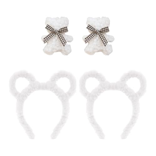 2 Stück Bärenohren-Stirnbänder, 2 Kleine Bären-Haarnadeln, Niedlicher Plüsch-Haarschmuck, Mädchen-Haarband-Dekoration, Weißes Stirnband 2 Stück Bärenohren-Stirnbänder, 2 Kleine Bären-Haarnadeln, Niedlicher Plüsch-Haarschmuck, Mädchen-Haarband-Dekoration, Weißes Stirnband von CVFRTT