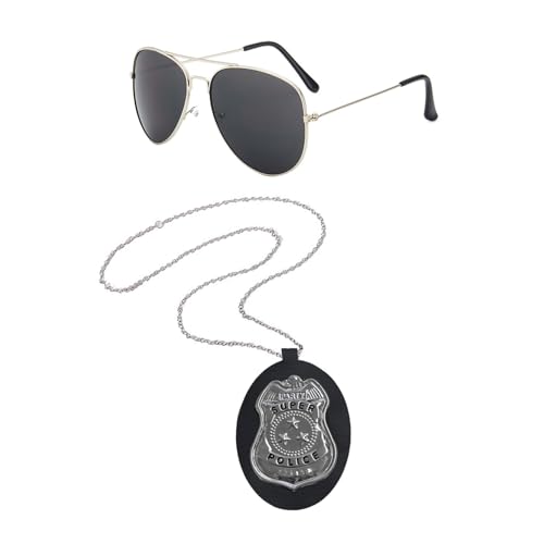 CVFRTT 1 Halskette Mit Polizeiabzeichen Und 1 Paar Sonnenbrille, Modeaccessoires, Cosplay-Kostümzubehör, Partyzubehör, Cosplay-Partyzubehör CVFRTT 1 Halskette Mit Polizeiabzeichen Und 1 Paar Sonnenbrille, Modeaccessoires, Cosplay-Kostümzubehör, Partyzubehör, Cosplay-Partyzubehör von CVFRTT