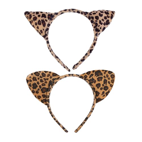 CVFRTT 2 Stück Stirnbänder Mit Leopardenmuster, Kreative Dekorative Stirnbänder, Cosplay-Kostüm-Zubehör, Party-Dekorationszubehör, Cartoon-Tier-Stirnbänder von CVFRTT