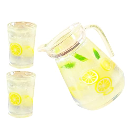 1 Satz Miniature Pitcher für Puppenhaus Realistische Harz Glasflaschen mit Bechern Charmante Deko für Puppenhaus Küchen Feengärten und Dioramen von CVUTOVO