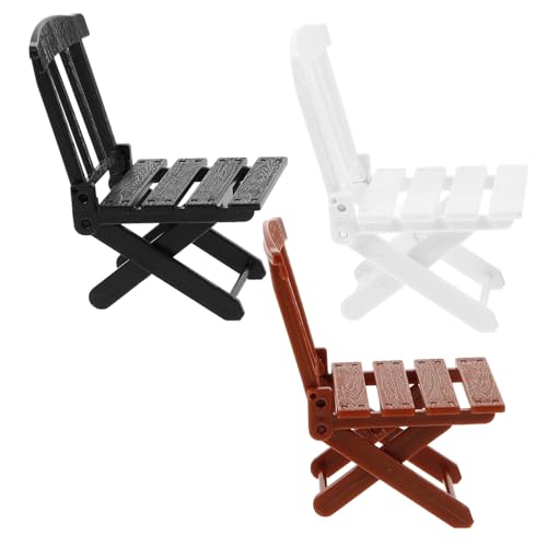 3 Stück Strandkorb-Modell Stuhl Miniaturmöbel für Dollhouse Miniaturstühle für Puppenhaus Miniaturstühle zum Basteln Mini -Klappstühle Miniatur puppenhaus Modell stühle Plastik von CVUTOVO