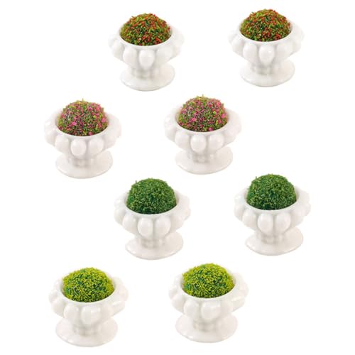 8 Stück Simulierte Blumenbeetornamente künstliche Blumen Pflanzen Kunstblumen im Freien Grün Miniaturdekor Miniatur-Puppenhausblumen Miniblume Miniatur-Ornamente Mini -Blumen Harz von CVUTOVO