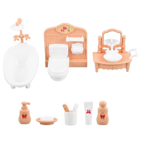 CVUTOVO 1 Satz Miniaturmöbel Set für Puppenhaus Badezimmer Zubehör mit Toilette Waschbecken Badewanne und Spiegel für Fotografie und Kreatives Teiliges Set für Endlosen Spaß CVUTOVO 1 Satz Miniaturmöbel Set für Puppenhaus Badezimmer Zubehör mit Toilette Waschbecken Badewanne und Spiegel für Fotografie und Kreatives Teiliges Set für Endlosen Spaß von CVUTOVO