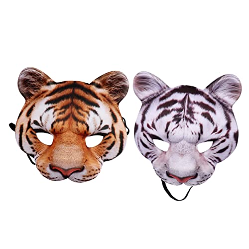 CVUTOVO 1 Satz Tiger Masken für Halloween Weiße und Gelbe Tiergesichtsmasken für Karneval Cosplay und Kostümpartys Hochwertiges Material Ungiftig und Geruchlos von CVUTOVO