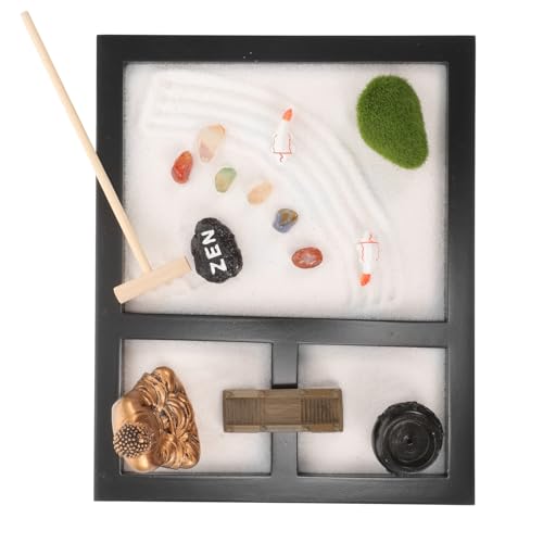 CVUTOVO 1 Schachtel Desktop Zen Garten mit Buddha Statue Meditationsdekoration für Schreibtisch Holz Zen Garten Zubehör für Entspannung und Wohlbefinden CVUTOVO 1 Schachtel Desktop Zen Garten mit Buddha Statue Meditationsdekoration für Schreibtisch Holz Zen Garten Zubehör für Entspannung und Wohlbefinden von CVUTOVO