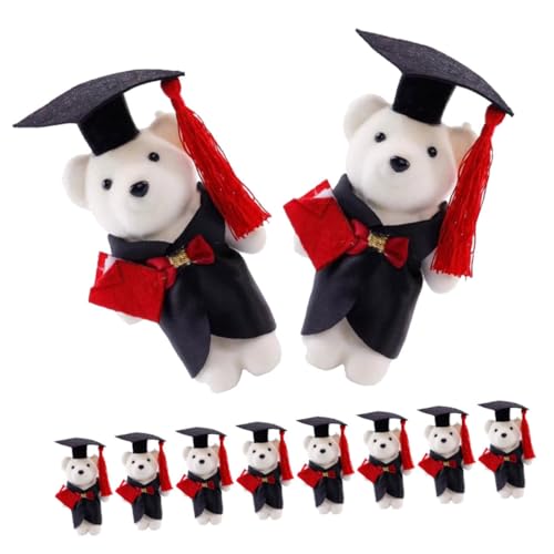 CVUTOVO 10 Stück Mini Abschlussbär Plüsch für Jungen Süße Kuscheltiere zur Dekoration von Blumensträußen und Geschenken für Abschlussfeiern und Feierlichkeiten von CVUTOVO