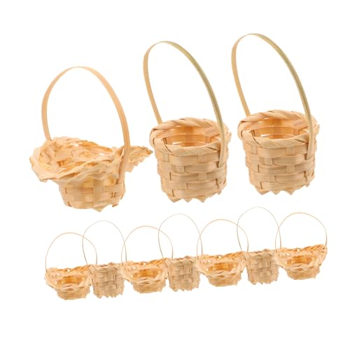 CVUTOVO 10 Stück Mini Rattankorb Mini Picknickkorb Miniatur Aufbewahrungskorb Puppenhaus Küchenzubehör Korb Gewebter Aufbewahrungskorb Puppenhaus Bastelkorb von CVUTOVO