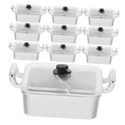 CVUTOVO 10 Stück Teiliges Mini Hot Pot Zubehör für Puppenhaus Realistische Kochsimulation für Leicht zu Reinigen Sicher für Rollenspiele von CVUTOVO