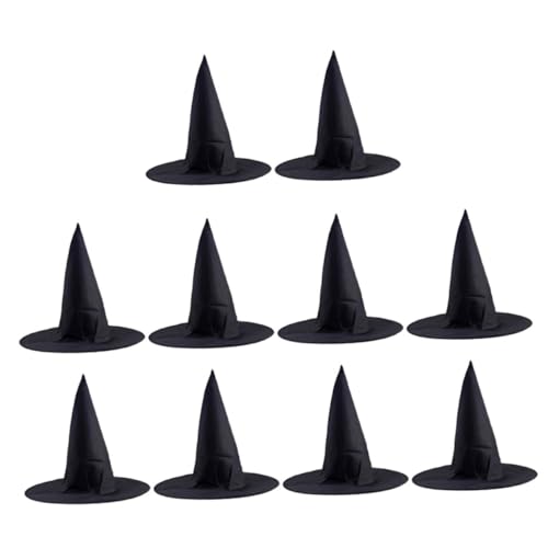 CVUTOVO 10 Stück Teiliges Schwarze Hexenhüte aus Leichtem Halloween Kostüm Accessoire für Party und Karneval S Angenehmes Material für Hexenkostüm und Festdekoration von CVUTOVO