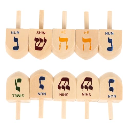 CVUTOVO 10Stücke Teiliges Hanukkah Holz Dreidel Set für Chanukka Partys und Dekoration für Gruppenaktivitäten und Festliche CVUTOVO 10Stücke Teiliges Hanukkah Holz Dreidel Set für Chanukka Partys und Dekoration für Gruppenaktivitäten und Festliche von CVUTOVO