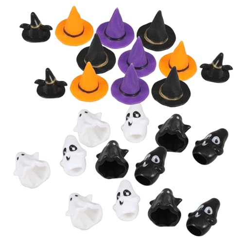 CVUTOVO 12 Sätze Miniatur Halloween Dekorationen Set Teiliges Set mit Niedlichen Geistern und Hexenhüten für Mikrolandschaften Bonsai und Puppenhaus Zubehör Sicheres Plastik Festliche von CVUTOVO