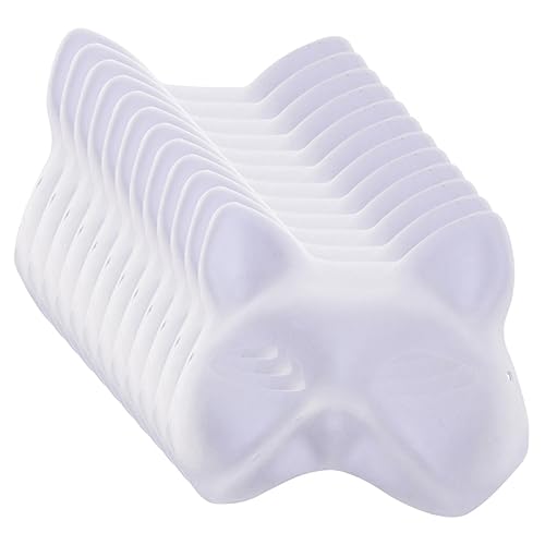 CVUTOVO 12Stücke Katzenmasken DIY Handmaler Papiermasken für Halloween Cosplay und Partys Unbemalt um Ihrer Kreativität Freien zu Lassen von CVUTOVO