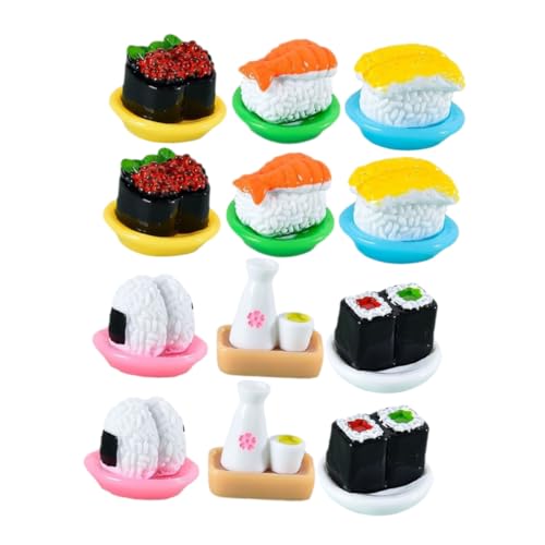 CVUTOVO 12Stücke Miniatur Sushi Modellset Realistische Dekoration für Zuhause Schreibtisch Deko und Kreative Präsentationen Künstliches Sushi für Fotografie und Sushi Anfänger von CVUTOVO