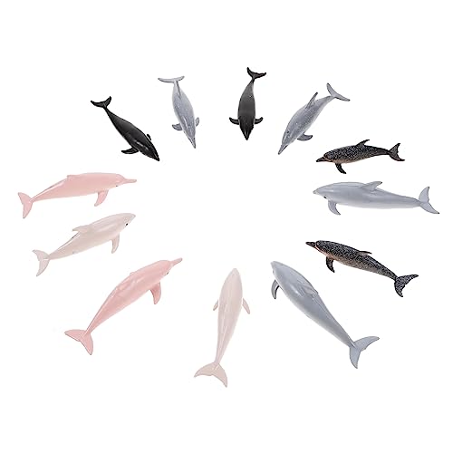 CVUTOVO 12Stücke Teiliges Mini Delfin Modellset aus Kunststoff Realistische Simulation von Meeresbewohnern Lernspielzeug und Dekoration für von CVUTOVO