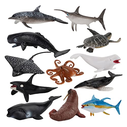 CVUTOVO 12Stücke Teiliges von Meereslebewesen Modellen Realistische Tierfiguren für Sandtisch Dekoration und Lernspielzeug und zu Besonderen Anlässen von CVUTOVO
