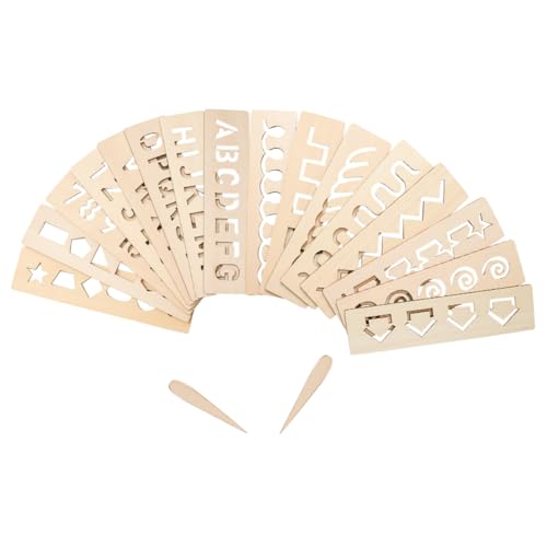 CVUTOVO 16Stücke Teiliges Lernspielzeug für Holz Zeichentafel mit Buchstaben Zahlen und Geometrischen Formen Geeignet für Kreative Frühförderung und Spielerisches Lernen von CVUTOVO